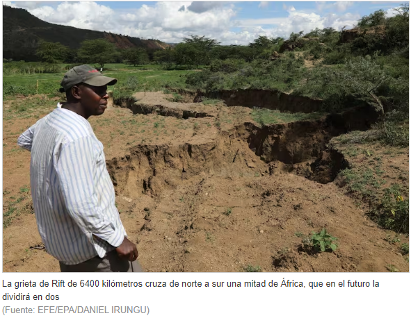 La grieta va desde Jordania en Medio Oriente, hasta Mozambique en África.