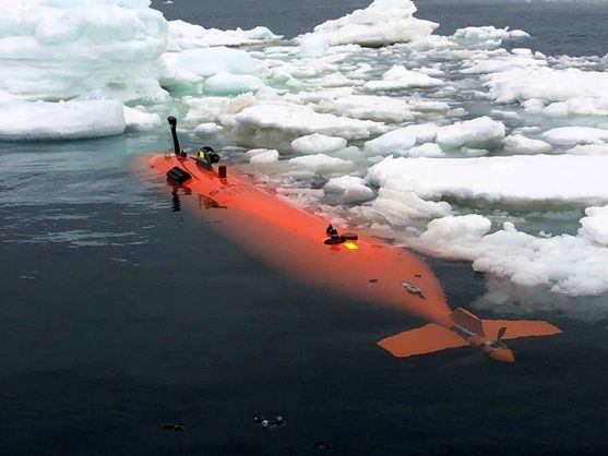 Fotografía del submarino Ran, en operación en la Antártida