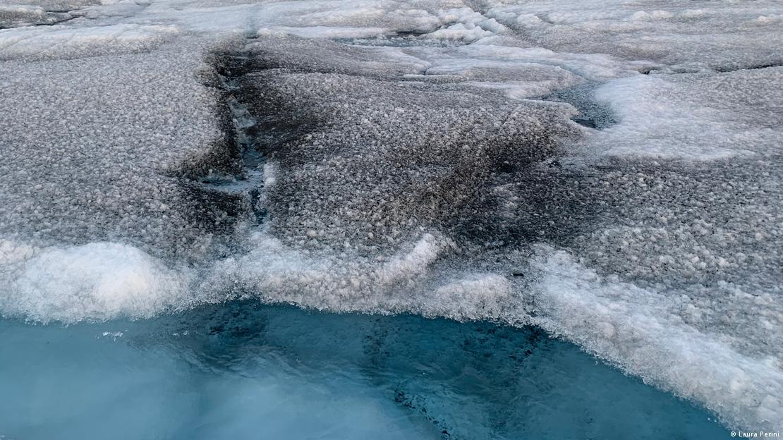 Las algas ennegrecen el hielo, lo que hace que refleje menos luz solar