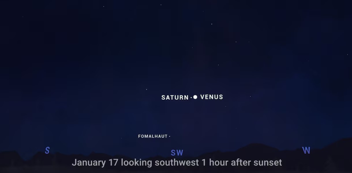 Venus y Saturno apareciendo bastante cerca uno del otro